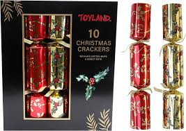 Toyland® 10 Deluxe Julkracker med Gåvor och Hattar - Röd & Guld